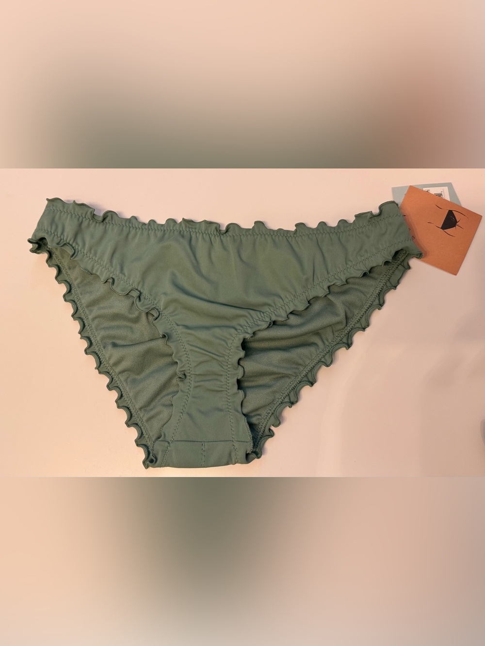 Shade & Shore Olive Green Ruffle Bikini Bottoms new